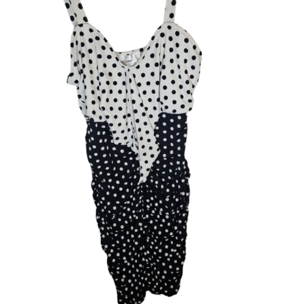 🎁Venus Polka Dot dress Pleated Stretch Classiccore Dress Normcore BlackWhite S